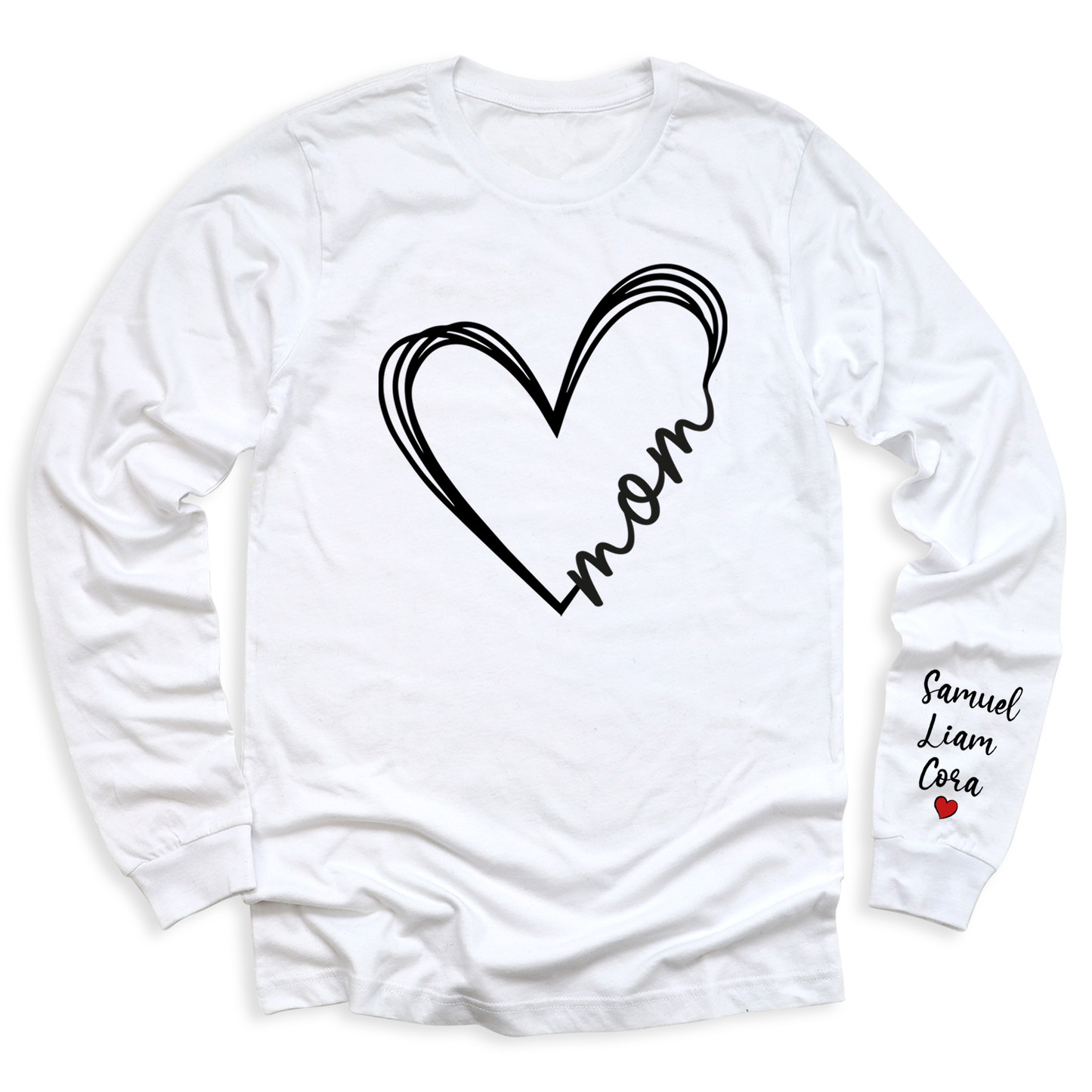 Love Mom Heart Shirt with Kid's Name