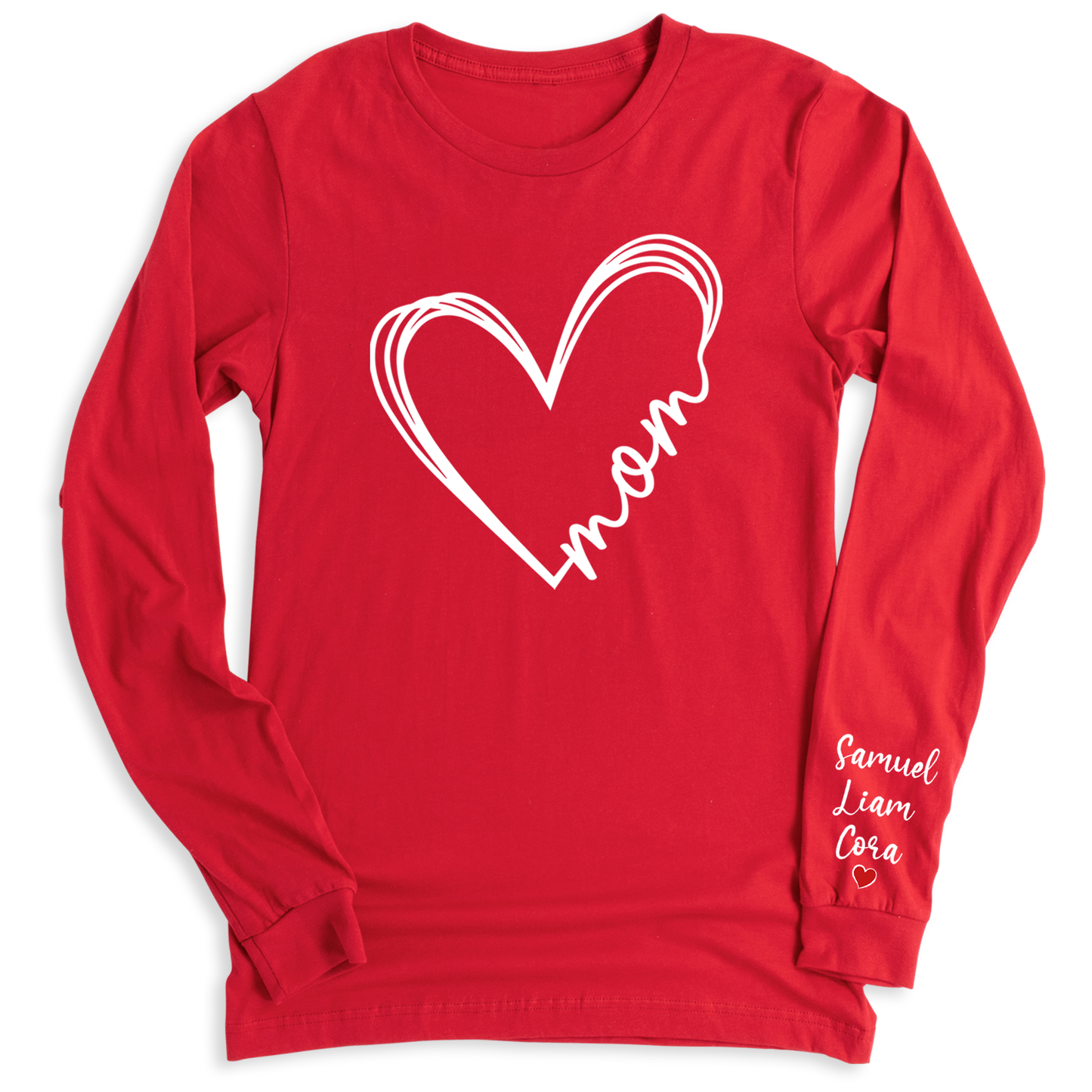 Love Mom Heart Shirt with Kid's Name