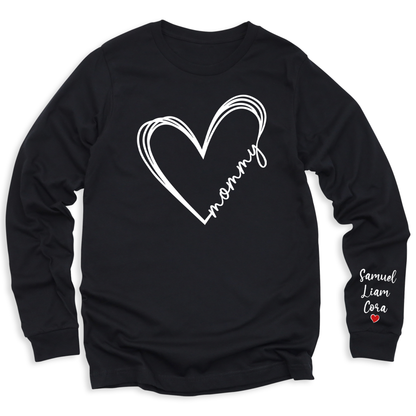Love Mommy Heart Shirt with Kid's Name