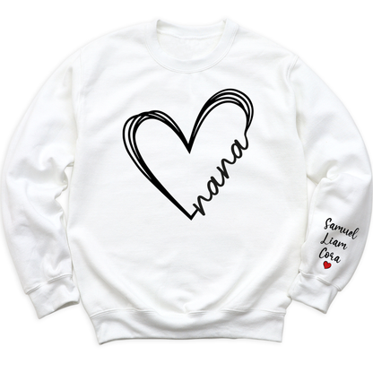 Love Nana Heart Shirt with Kid's Name