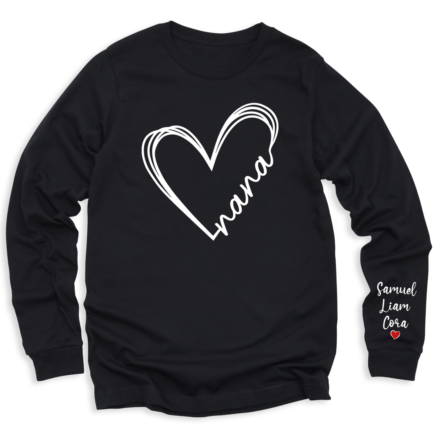 Love Nana Heart Shirt with Kid's Name