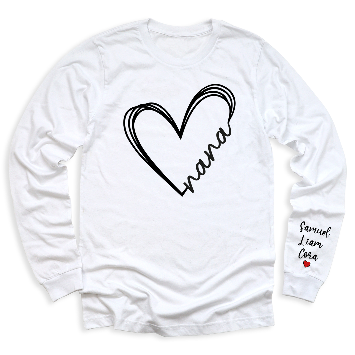 Love Nana Heart Shirt with Kid's Name