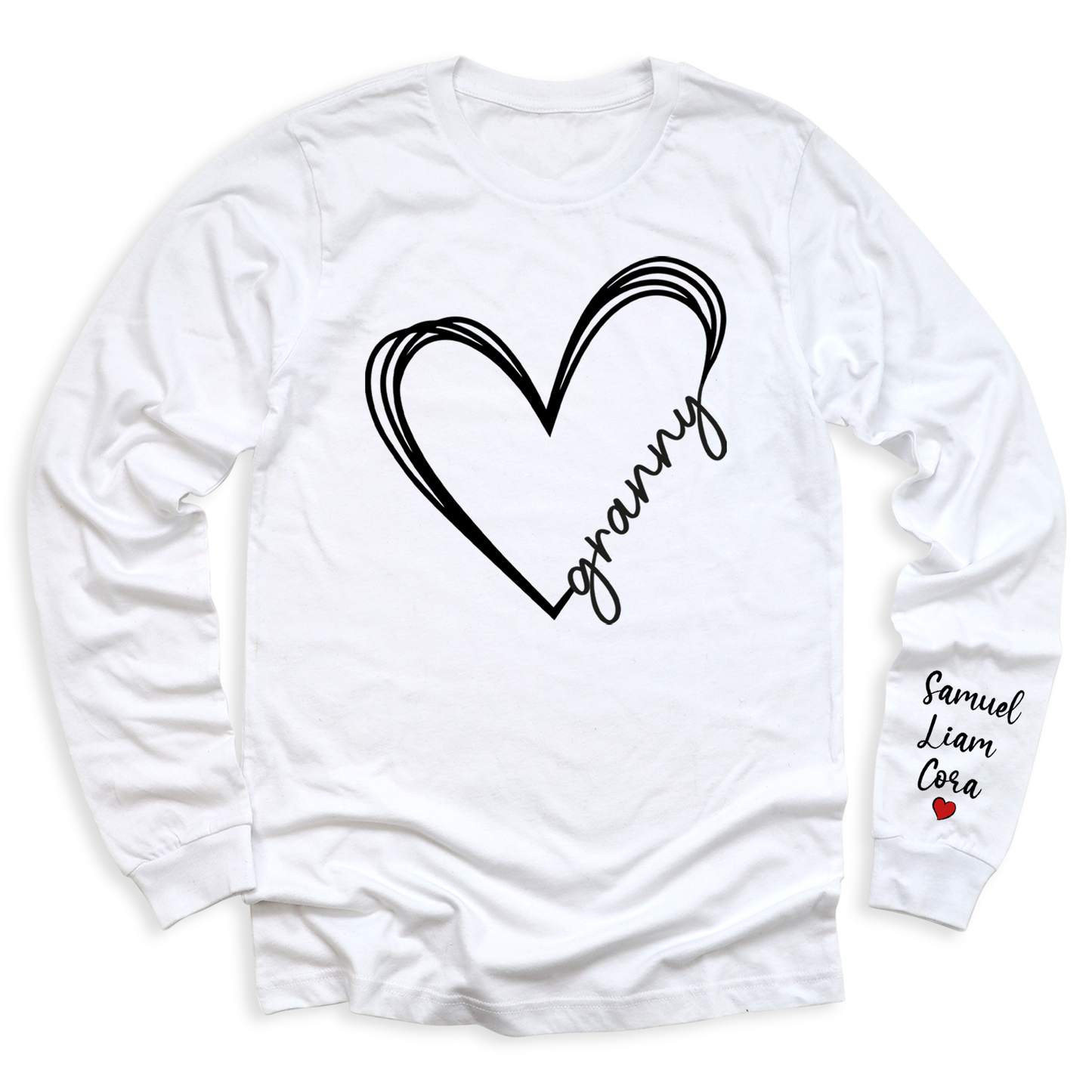 Love Granny Heart Shirt with Kid's Name