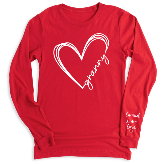 Love Granny Heart Shirt with Kid's Name