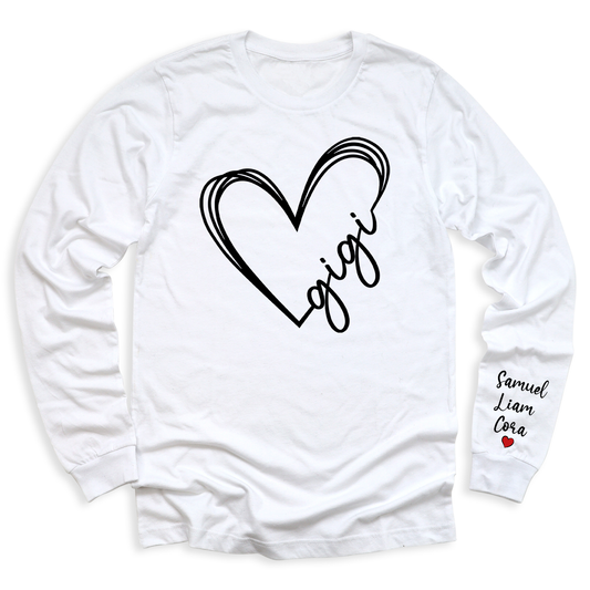 Love Gigi  Heart Shirt with Kid's Name