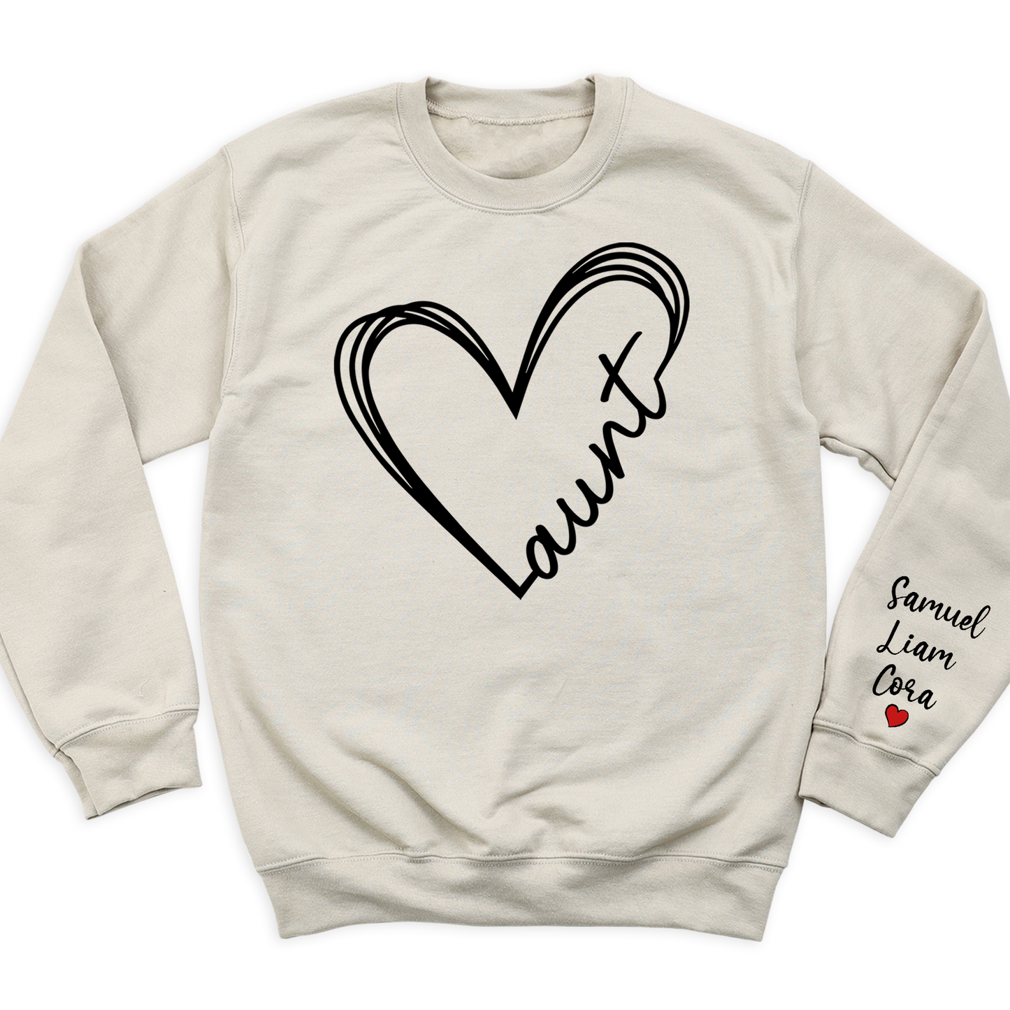 Love Aunt Heart Shirt with Kid's Name