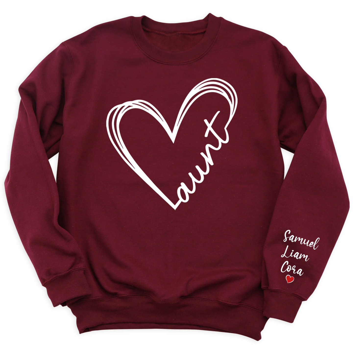 Love Aunt Heart Shirt with Kid's Name