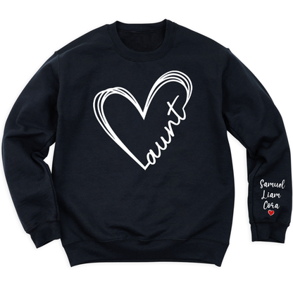 Love Aunt Heart Shirt with Kid's Name