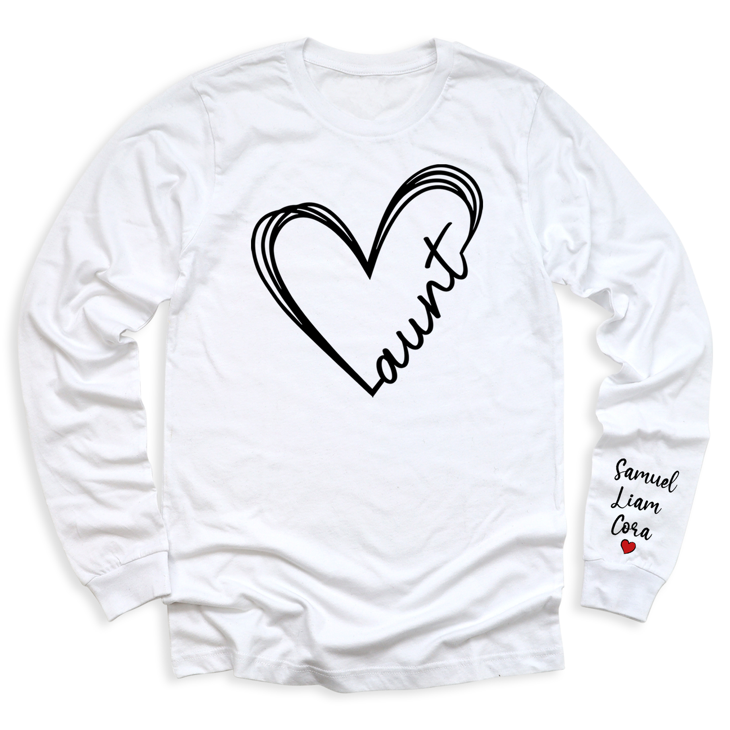 Love Aunt Heart Shirt with Kid's Name