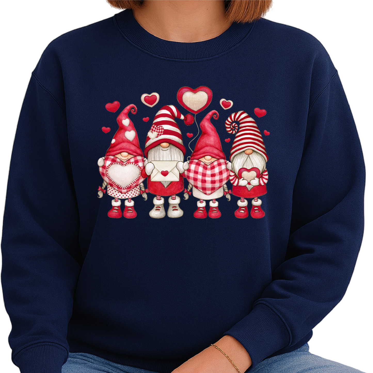Valentine Gnome Sweatshirt Red Heart Love Cute Gnomes Sweater