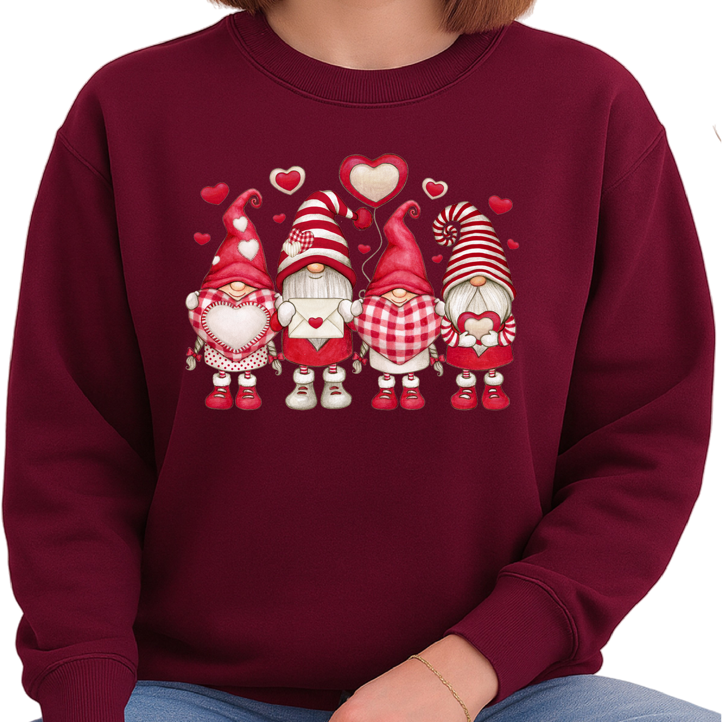 Valentine Gnome Sweatshirt Red Heart Love Cute Gnomes Sweater