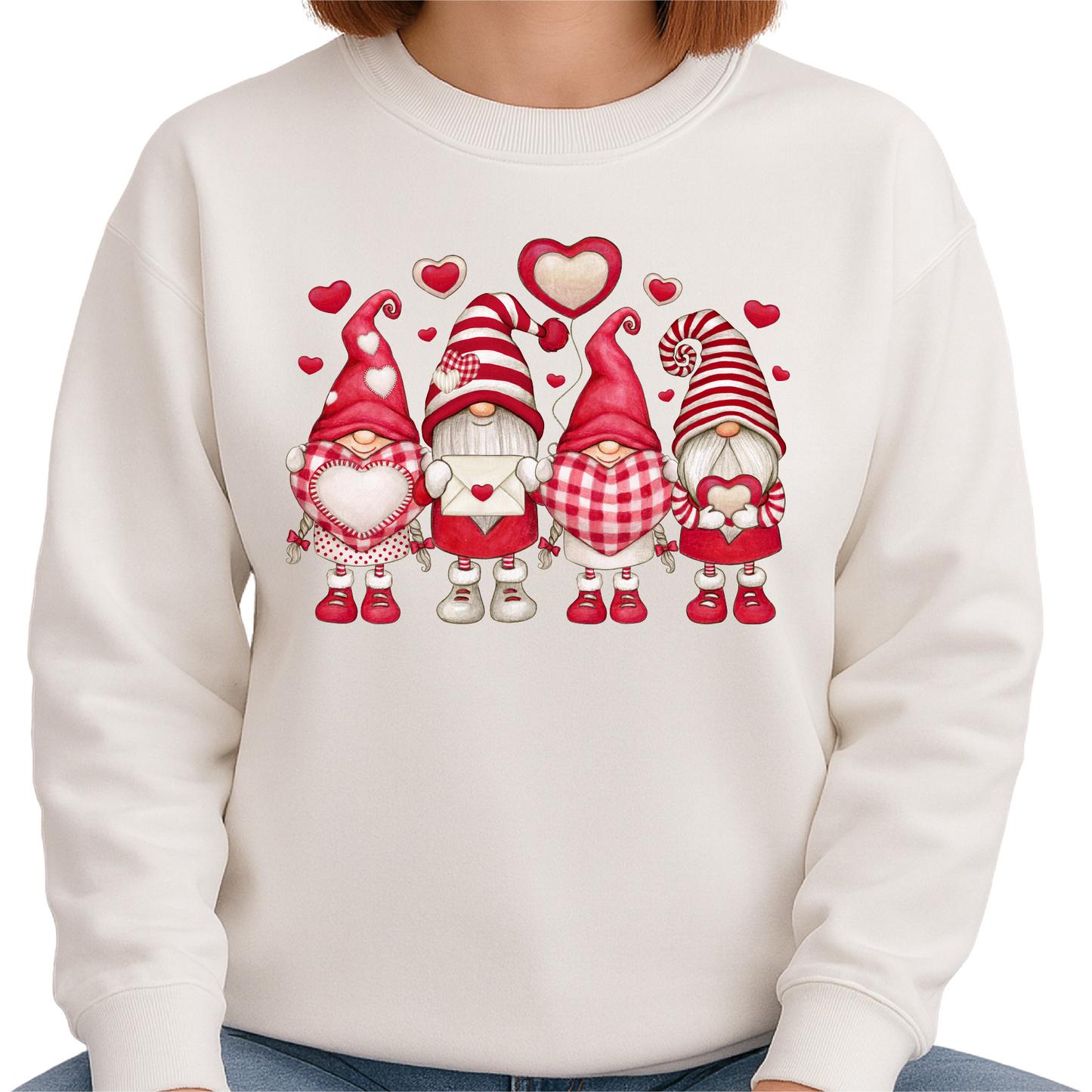 Valentine Gnome Sweatshirt Red Heart Love Cute Gnomes Sweater
