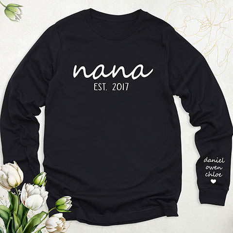 Nana T-Shirts | Please Specify CUSTOM TEXT on the arm