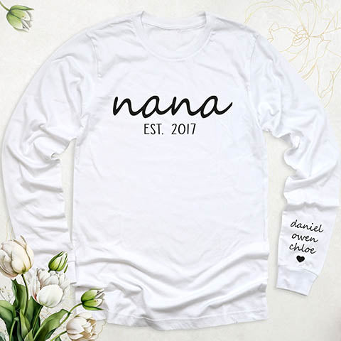 Nana T-Shirts | Please Specify CUSTOM TEXT on the arm