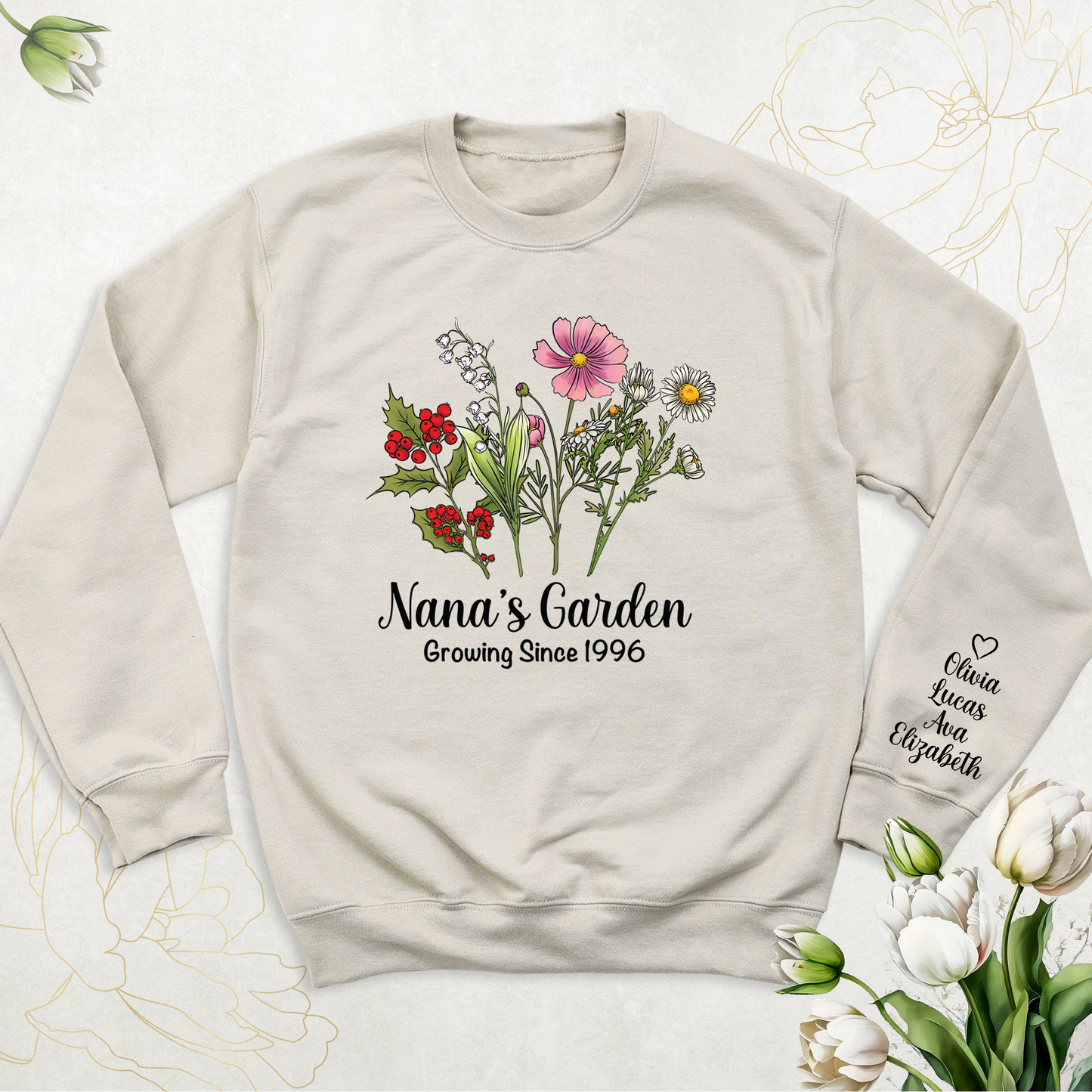 Nana's Garden Shirt| KIDS NAMES AND BIRTH MONTHS MUST BE WRITTEN