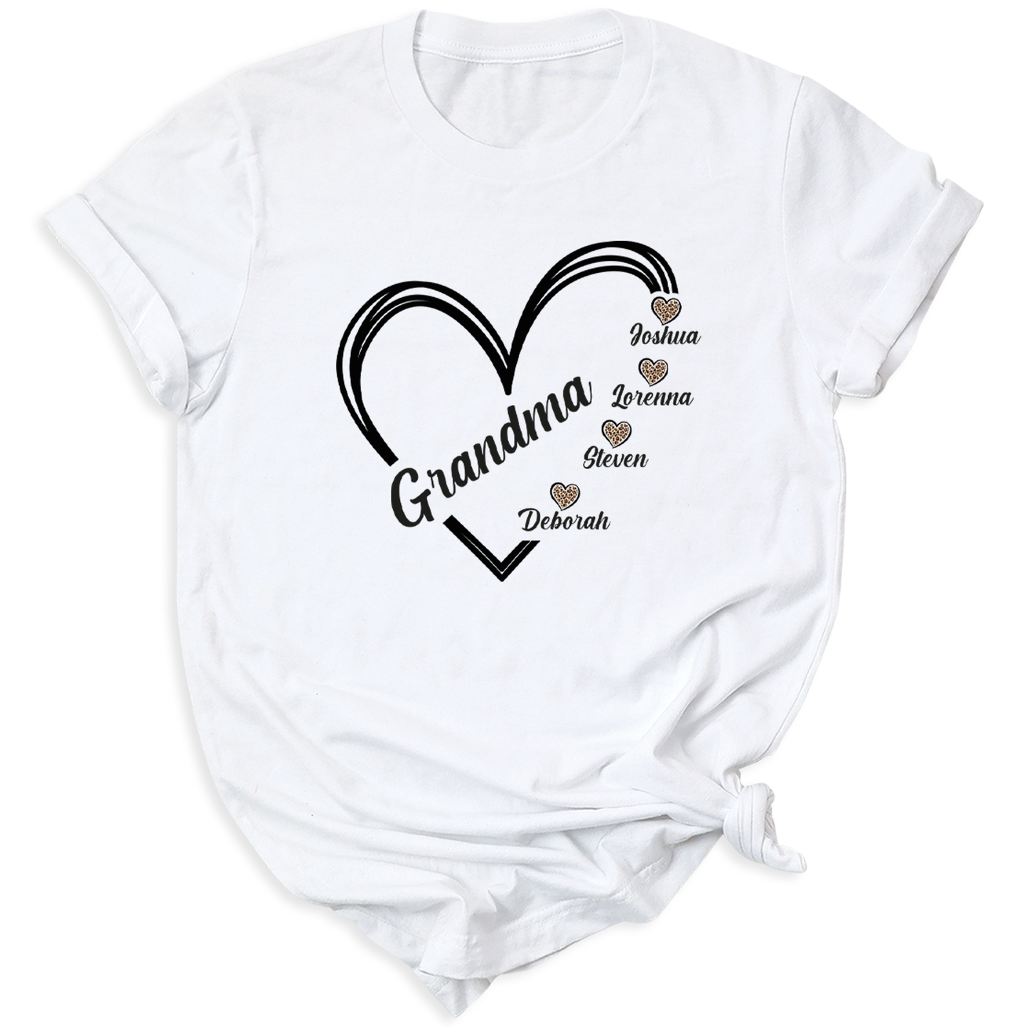 Grandma Heart T-Shirt with Grandchild's Names