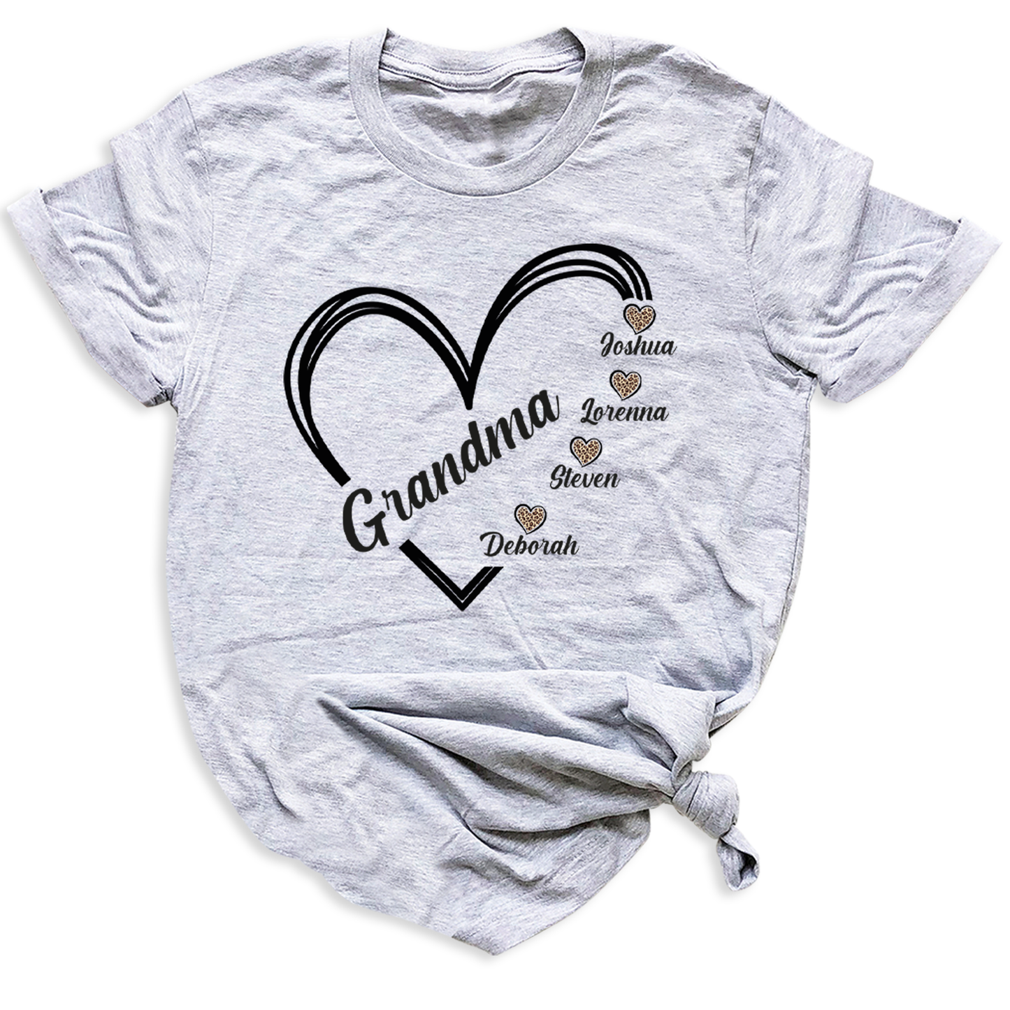 Grandma Heart T-Shirt with Grandchild's Names