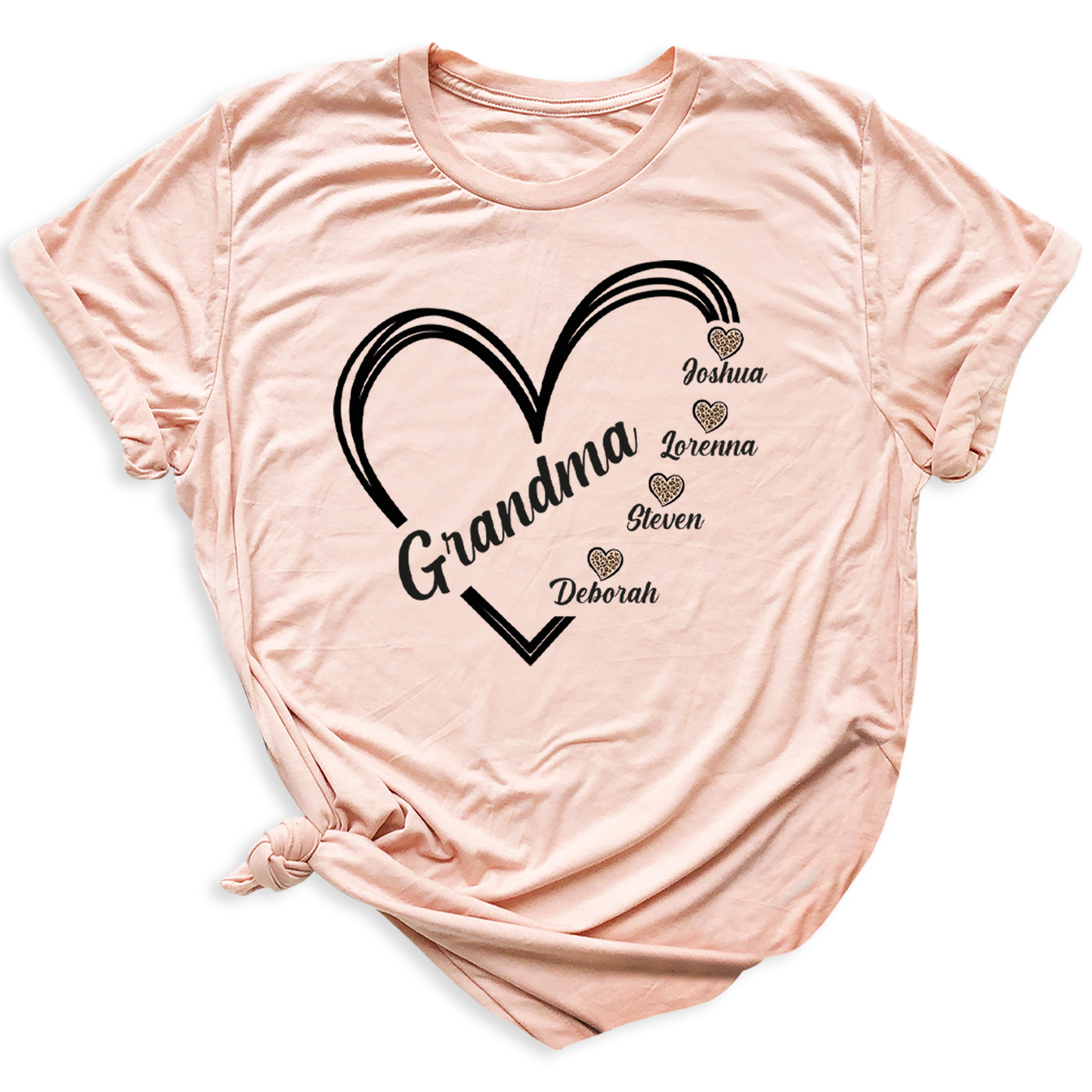 Grandma Heart T-Shirt with Grandchild's Names