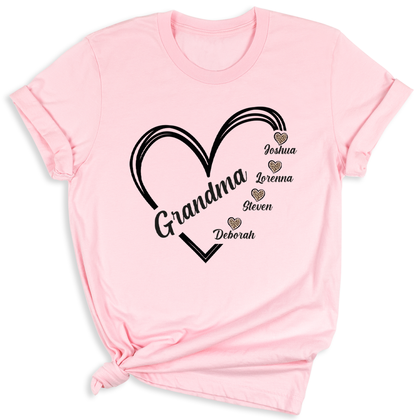 Grandma Heart T-Shirt with Grandchild's Names