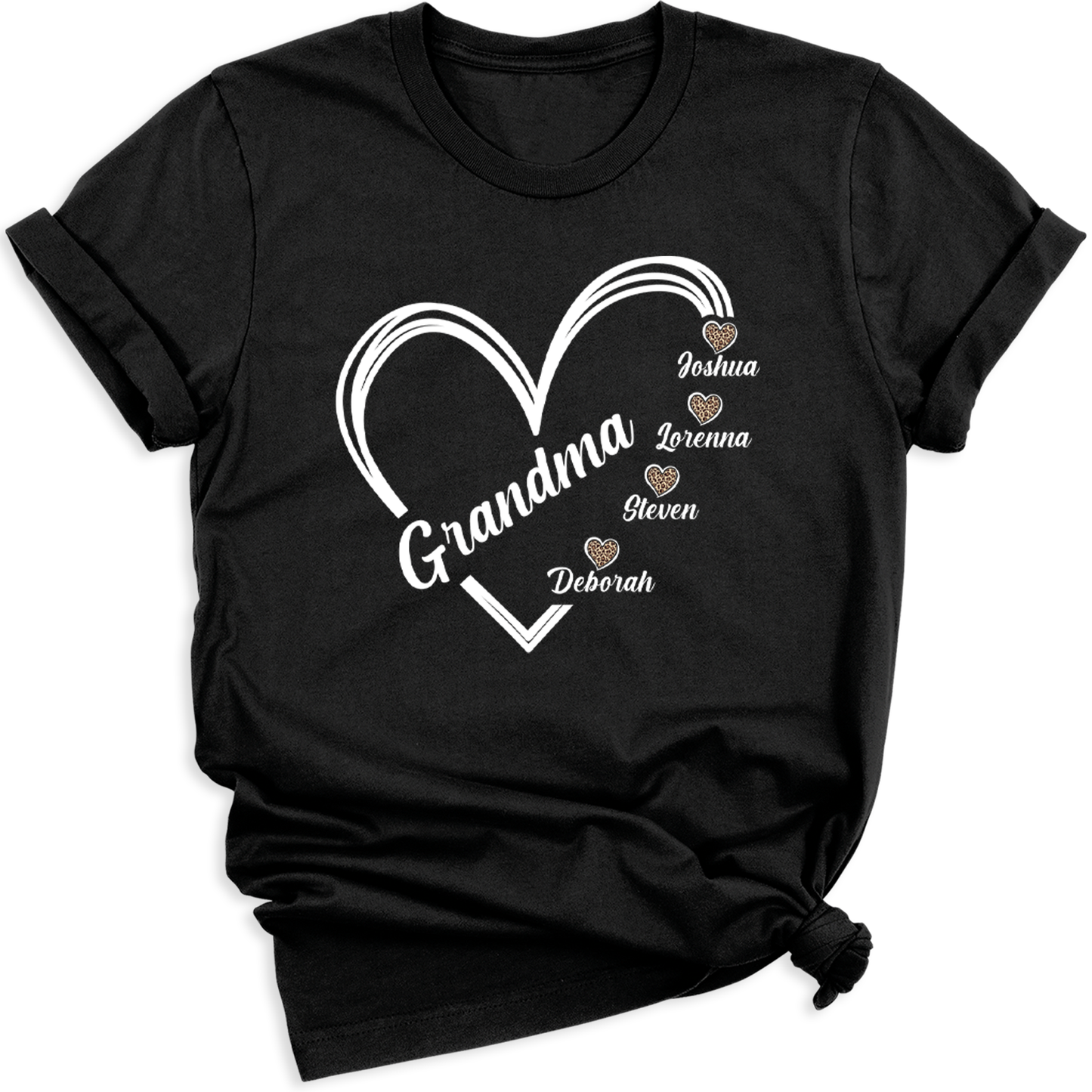 Grandma Heart T-Shirt with Grandchild's Names