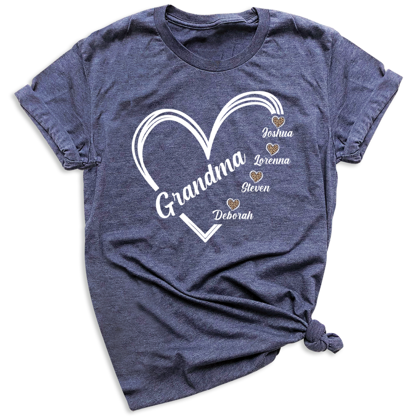 Grandma Heart T-Shirt with Grandchild's Names