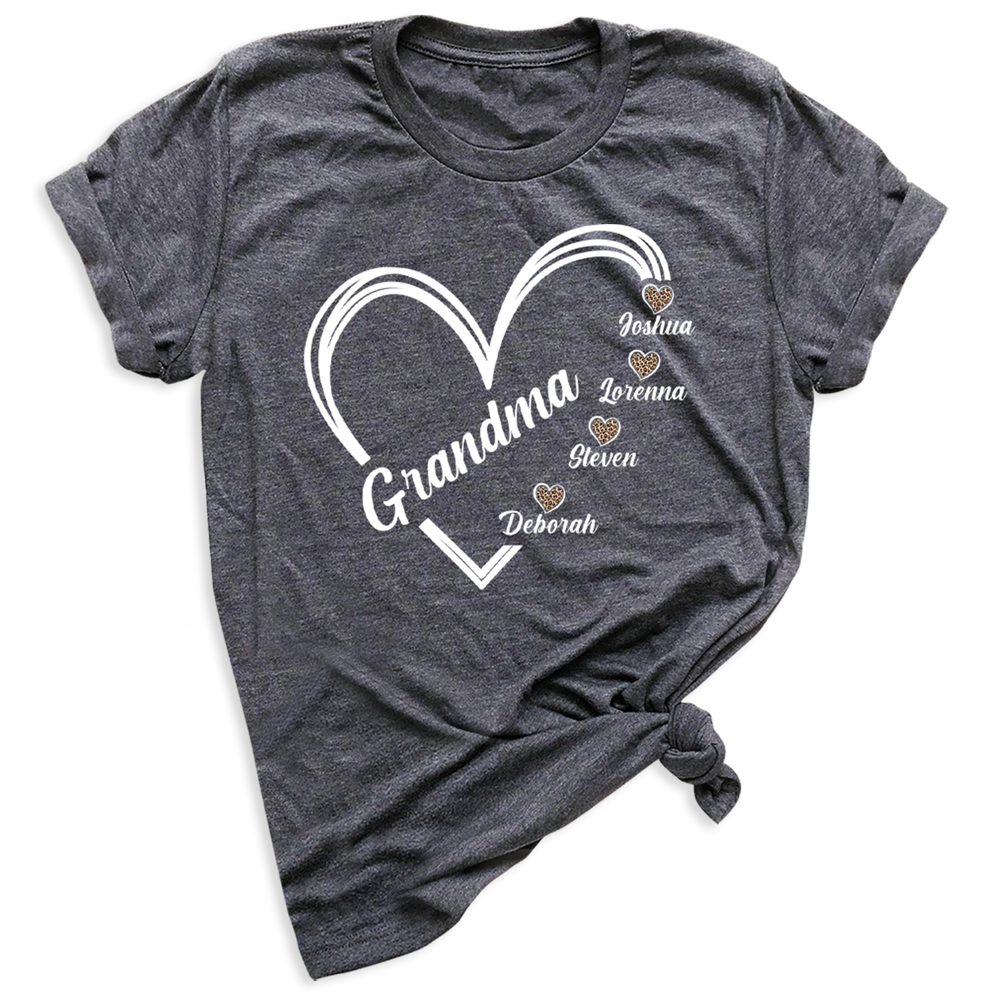 Grandma Heart T-Shirt with Grandchild's Names