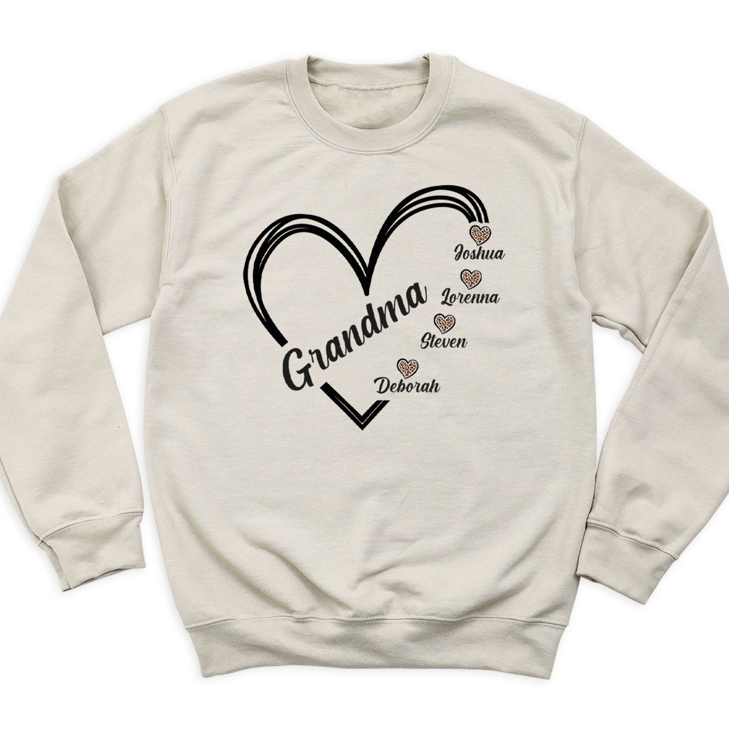 Grandma Heart T-Shirt with Grandchild's Names