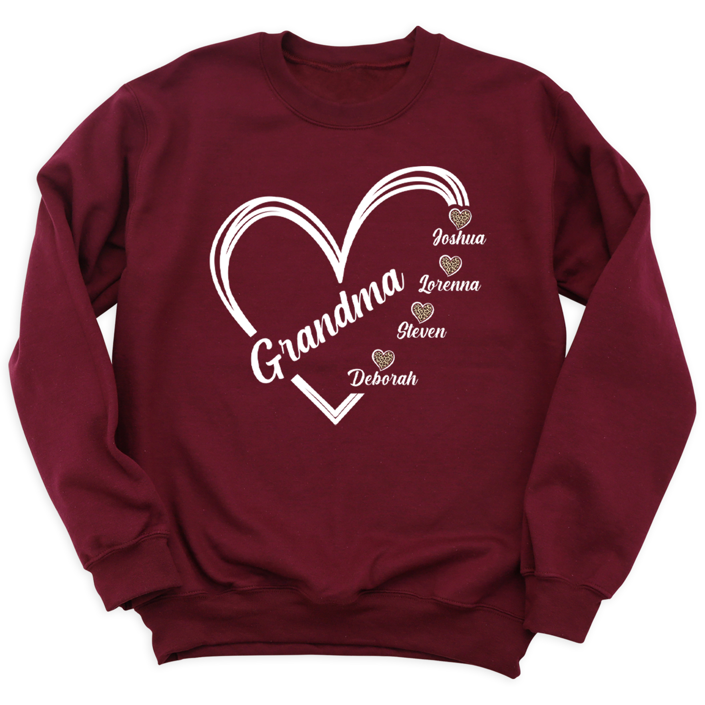 Grandma Heart T-Shirt with Grandchild's Names