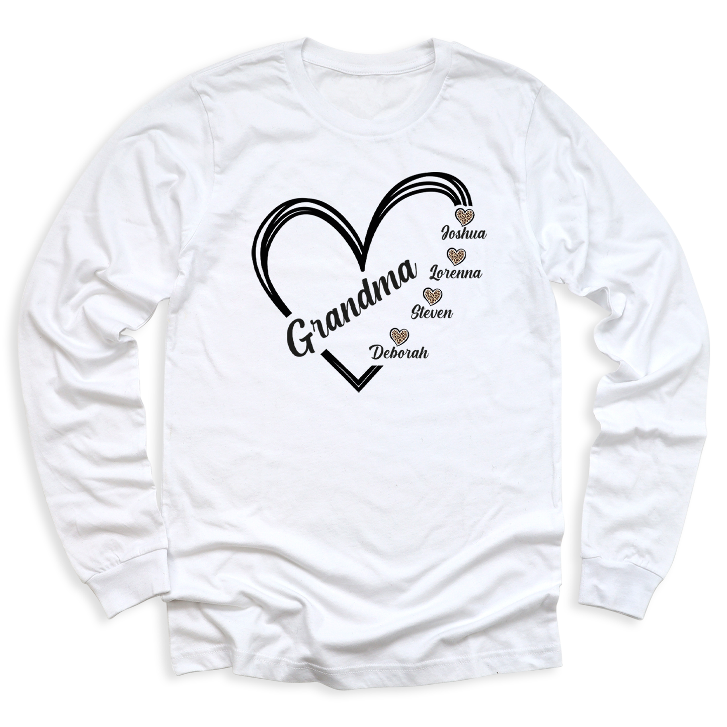 Grandma Heart T-Shirt with Grandchild's Names