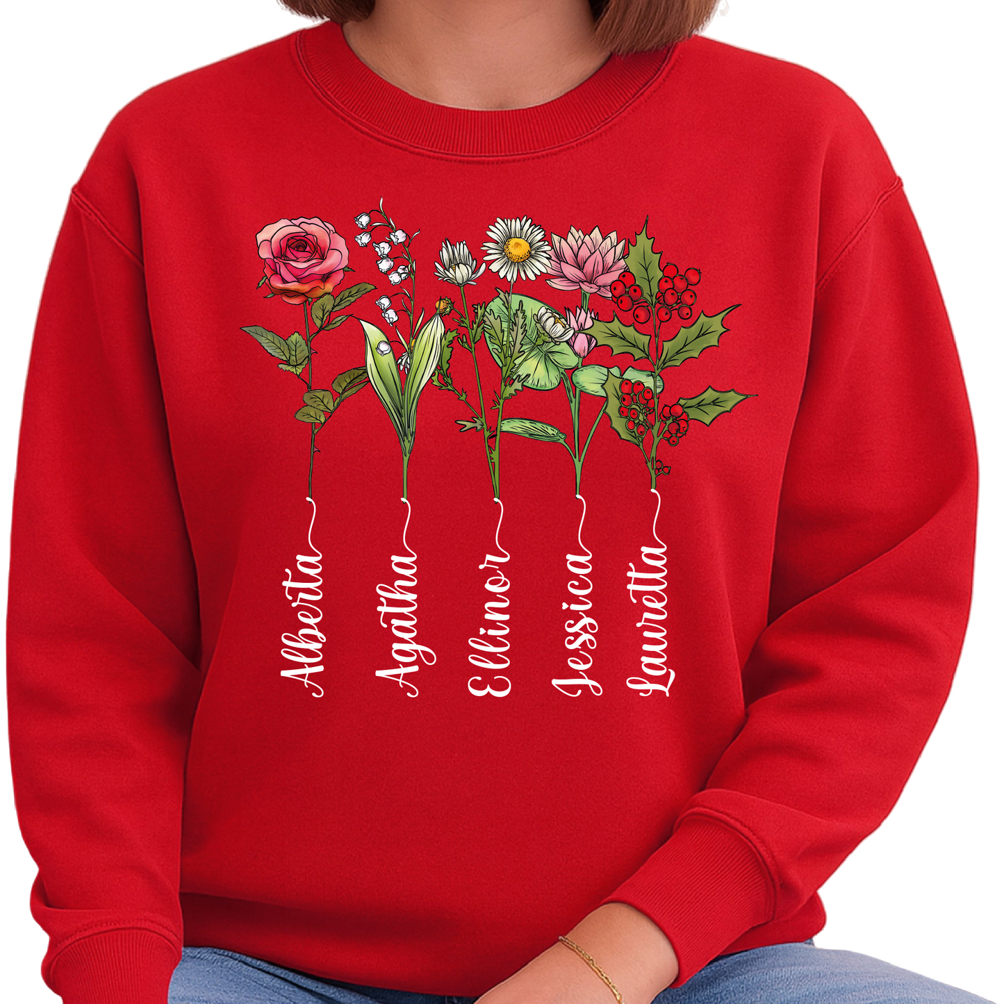 Personalized Birth Flower Mom Sweatshirt – Custom Mama Garden