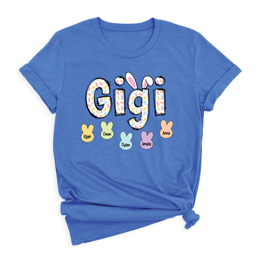 Custom Rabbit Gigi Mimi NanaT-Shirt with Kid's Name on 