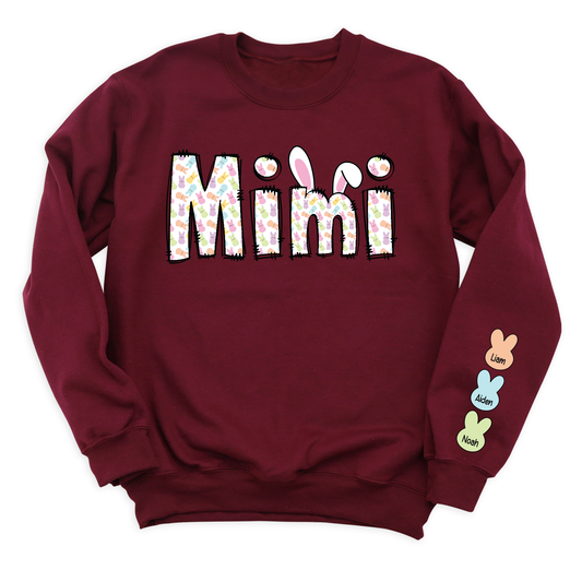 Custom Rabbit Mimi Sweatshirt with Kid's Name on Sleeve 
