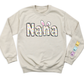 Custom Rabbit Nana Sweatshirt with Kid's Name on Sleeve