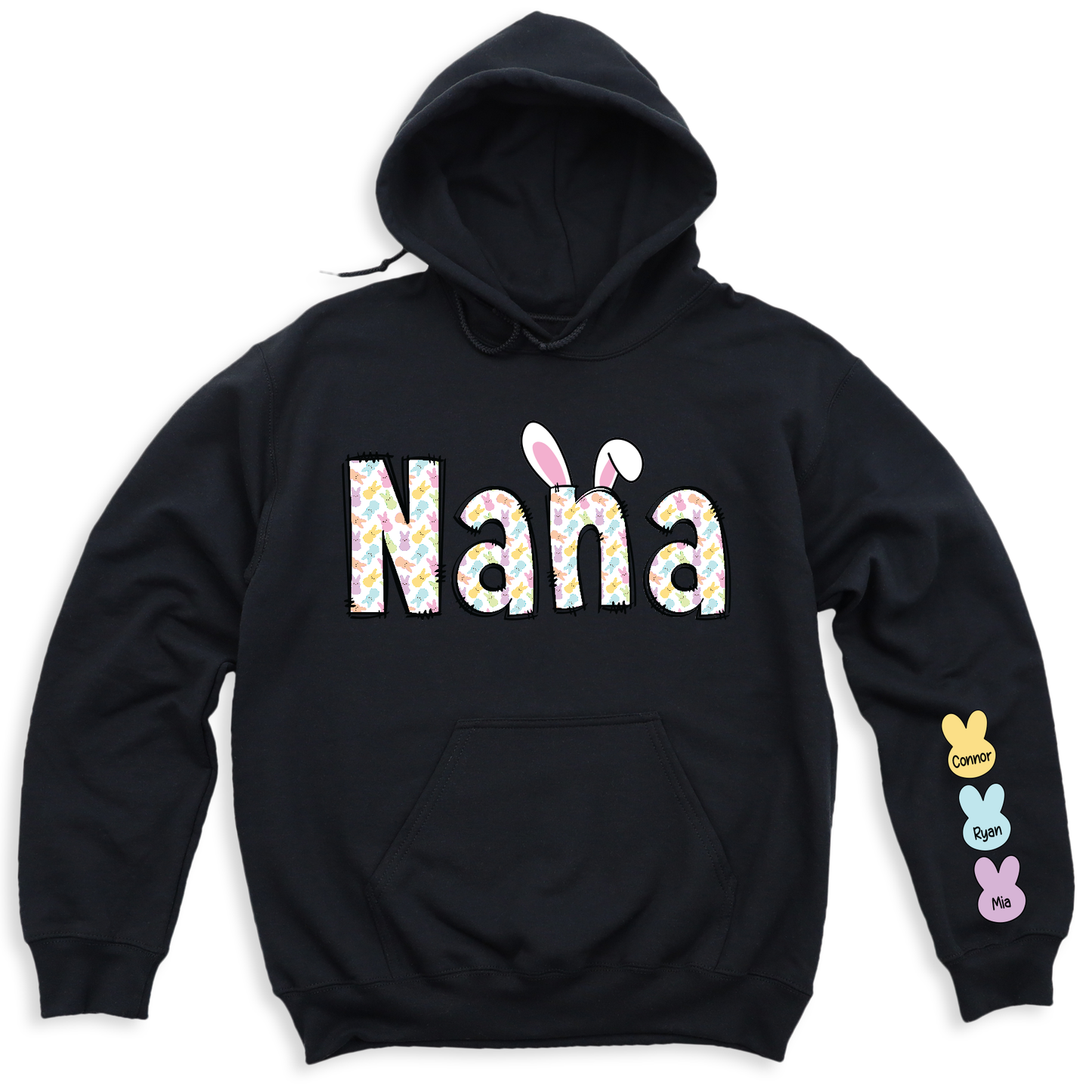 Custom Rabbit Nana Sweatshirt with Kid's Name on Sleeve