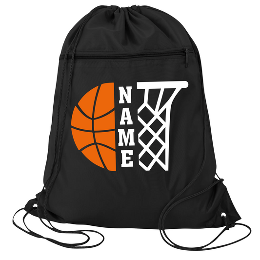 Custom Basketball Cinch Bag with Name – Personalized Sports Drawstring Backpack