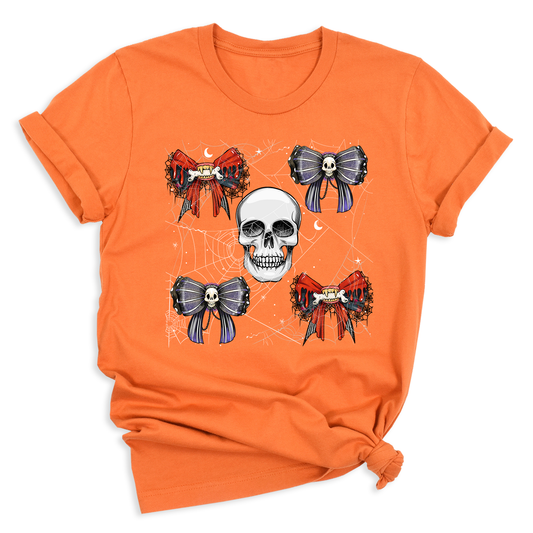 Halloween Skeleton Shirt with Bow – Halloween Party Tee for Girls