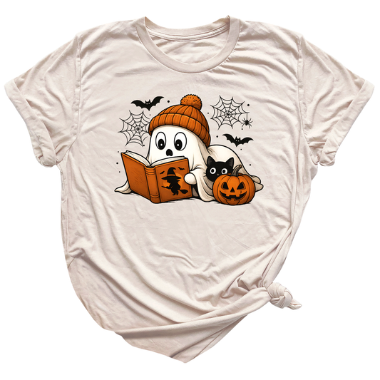 Reading Ghost Halloween Shirt – Book Lover Spooky Season Tee