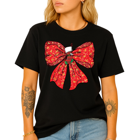 Coquette Christmas Bow Shirt – Cute Retro Holiday Tee for Women, Xmas Gift Top, Merry Christmas Coquette Style