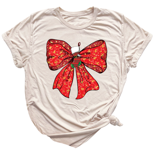 Coquette Christmas Bow Shirt – Cute Retro Holiday Tee for Women, Xmas Gift Top, Merry Christmas Coquette Style