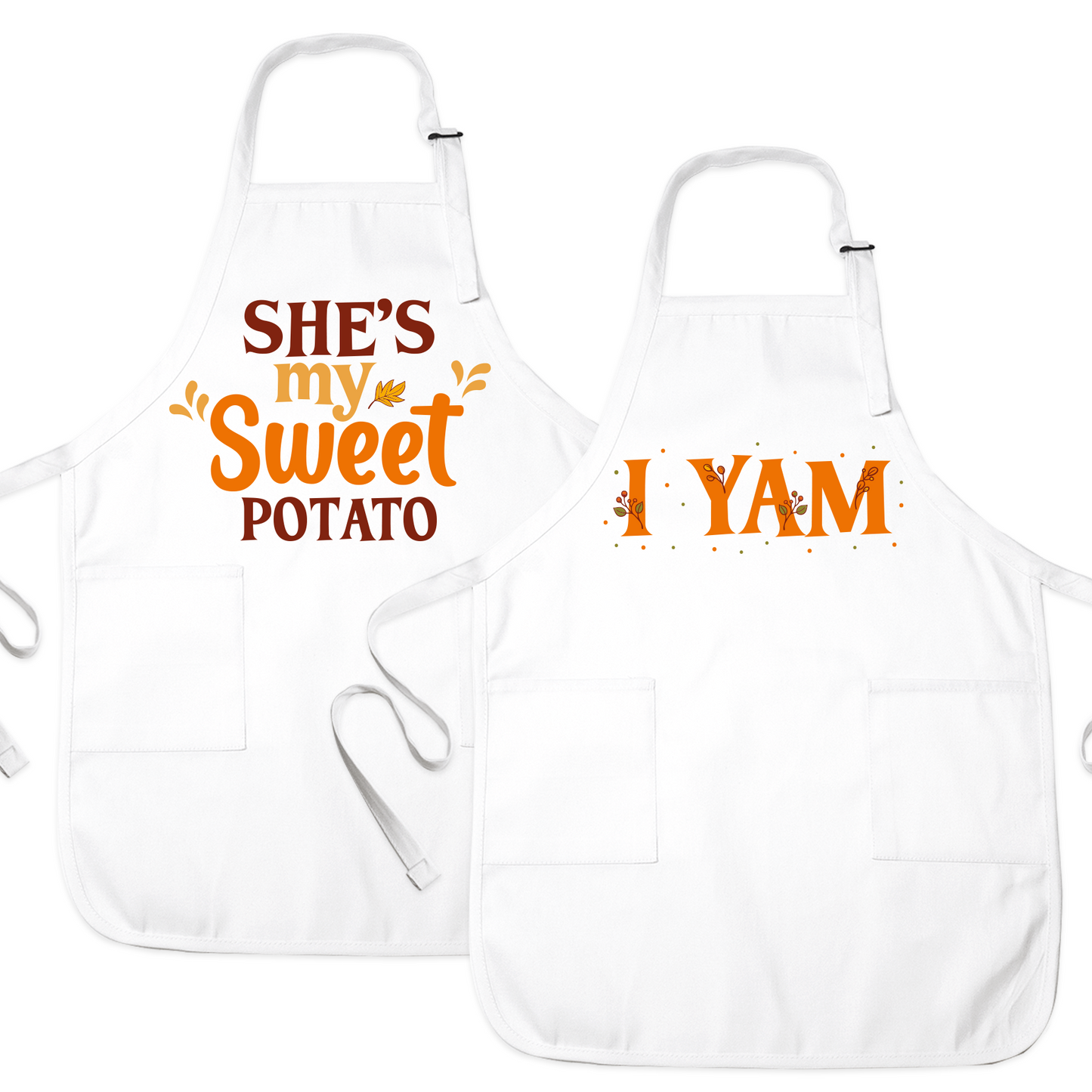 Halloween Couple Aprons – She’s My Sweet Potato & I Yam | Funny Thanksgiving His & Her Matching Aprons for Fall Baking or Gifts
