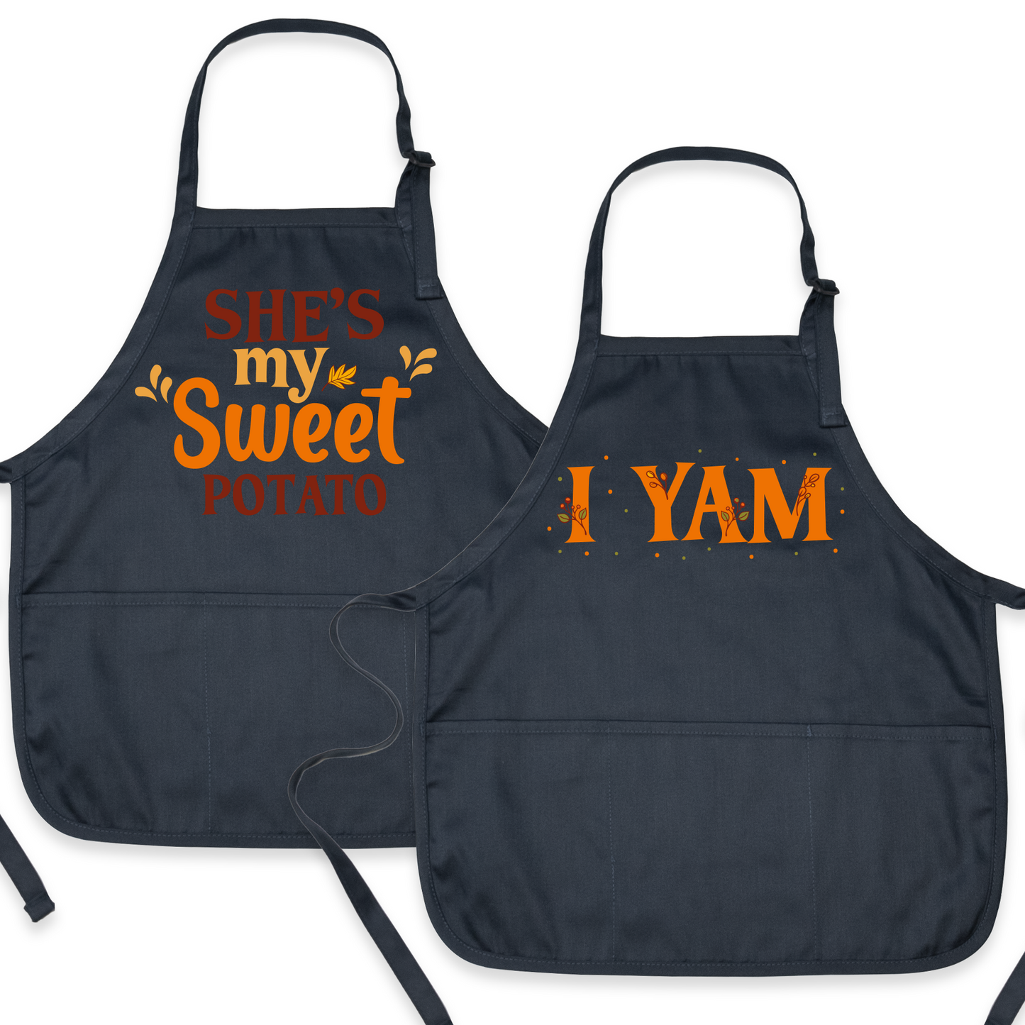 Halloween Couple Aprons – She’s My Sweet Potato & I Yam | Funny Thanksgiving His & Her Matching Aprons for Fall Baking or Gifts