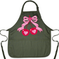 Coquette Pink Bow Cherry Apron – Cute Baking & Cooking Apron for Women, Valentine & Mother’s Day Gift