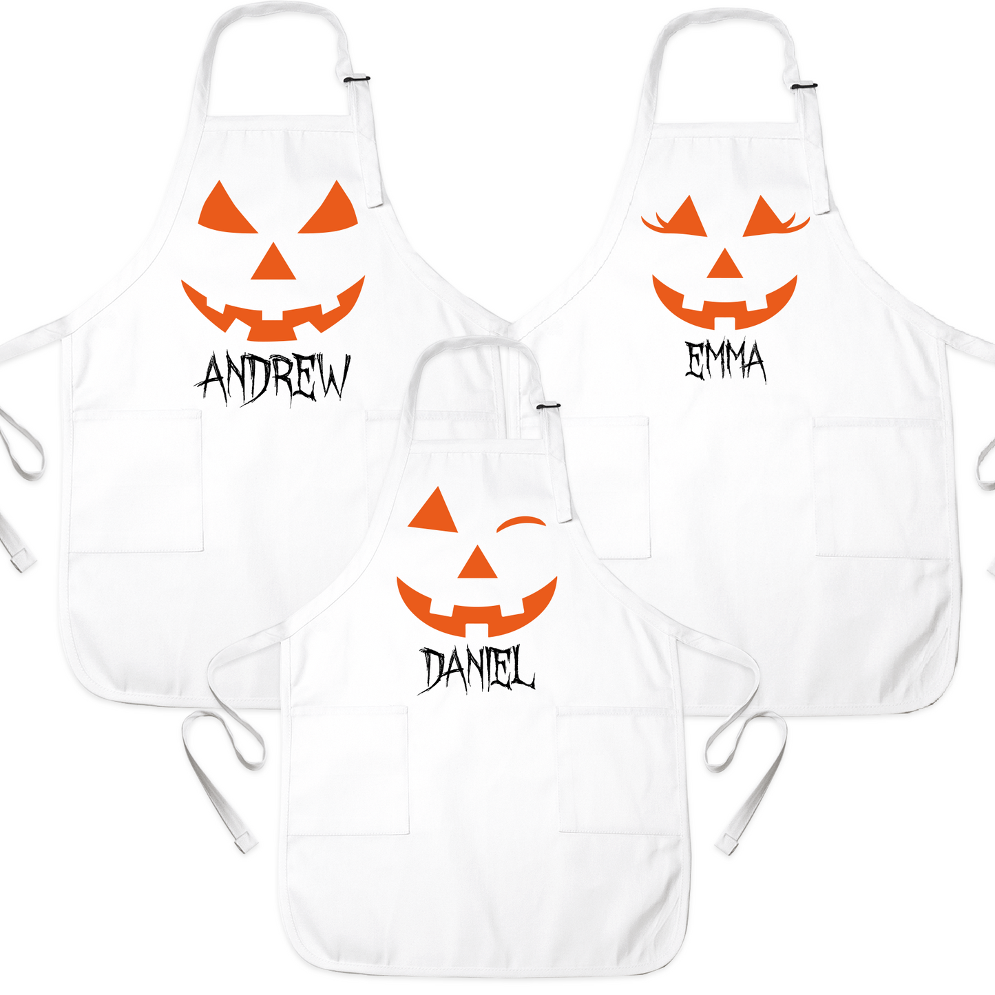 Custom Halloween Apron with Pumpkin Face – Personalized Kitchen Apron for Party & Baking