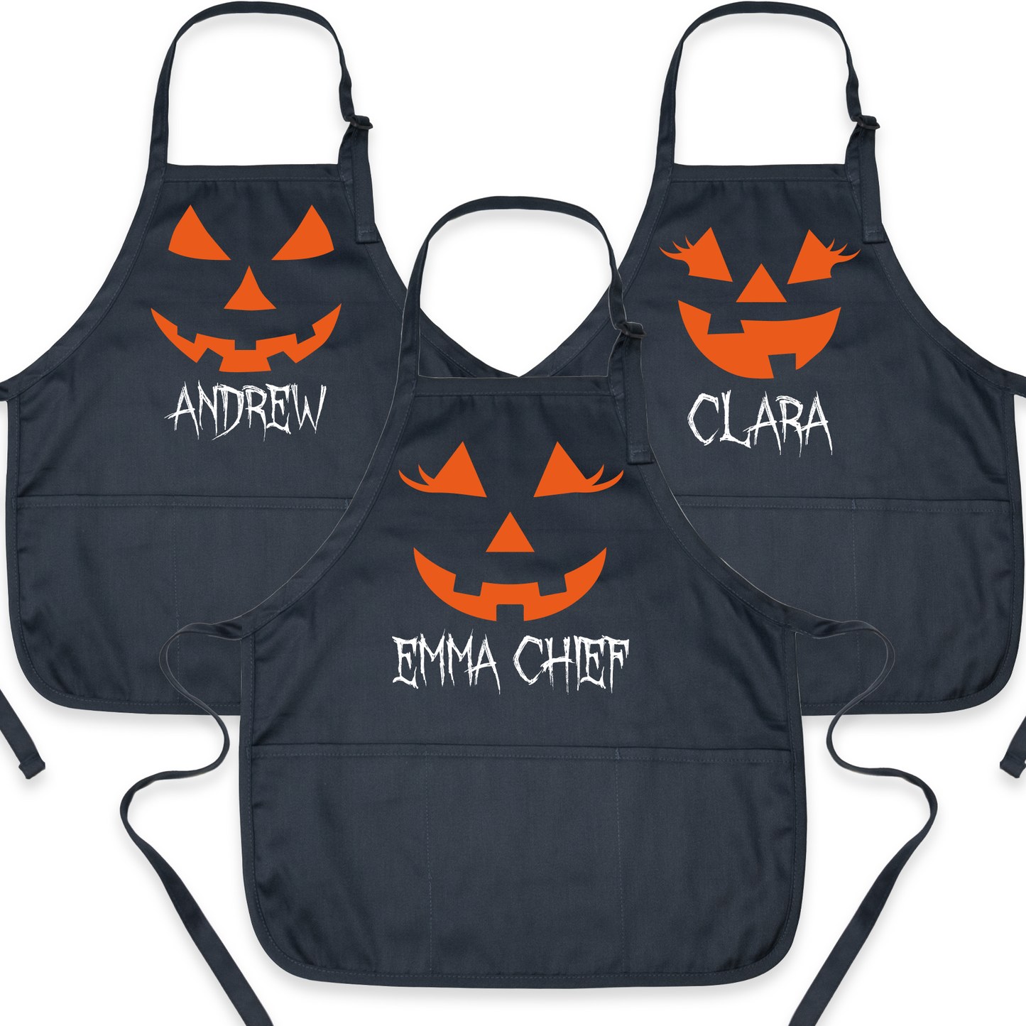 Custom Halloween Apron with Pumpkin Face – Personalized Kitchen Apron for Party & Baking
