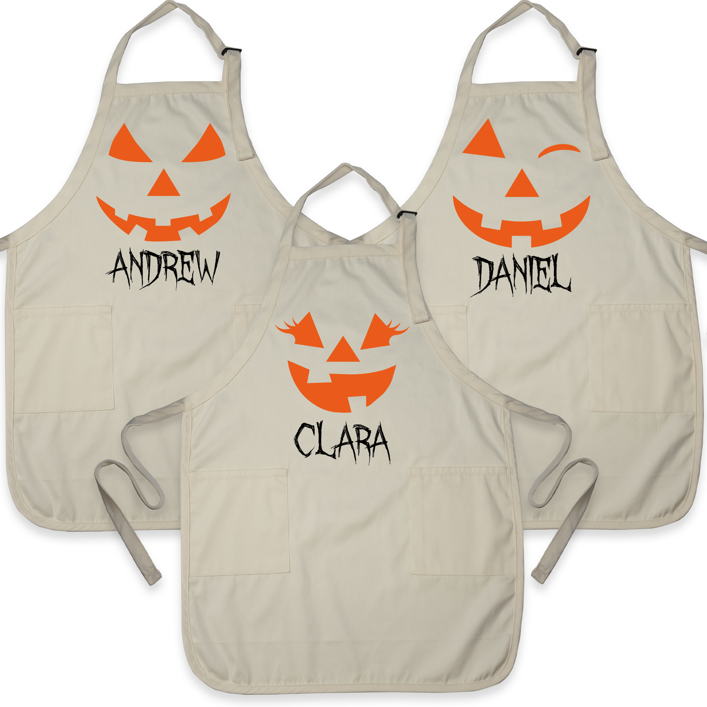 Custom Halloween Apron with Pumpkin Face – Personalized Kitchen Apron for Party & Baking