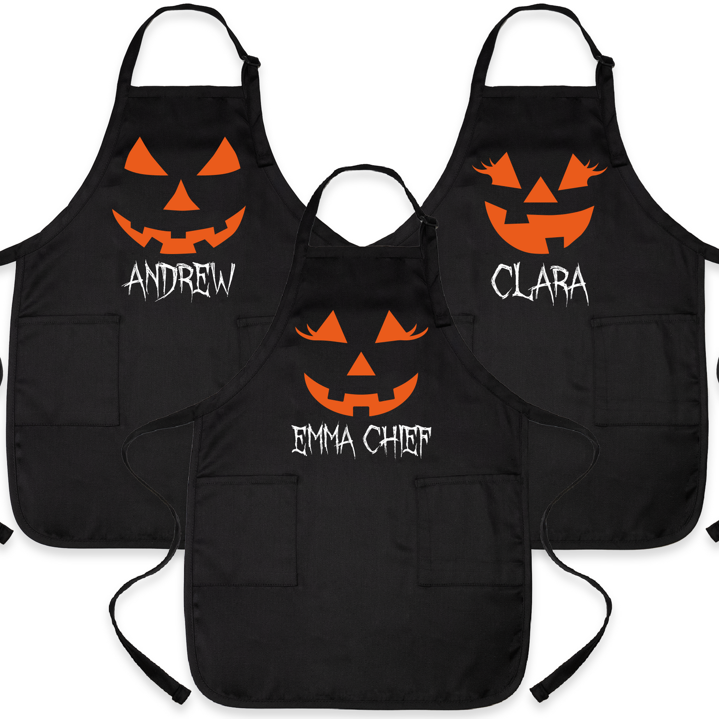 Custom Halloween Apron with Pumpkin Face – Personalized Kitchen Apron for Party & Baking