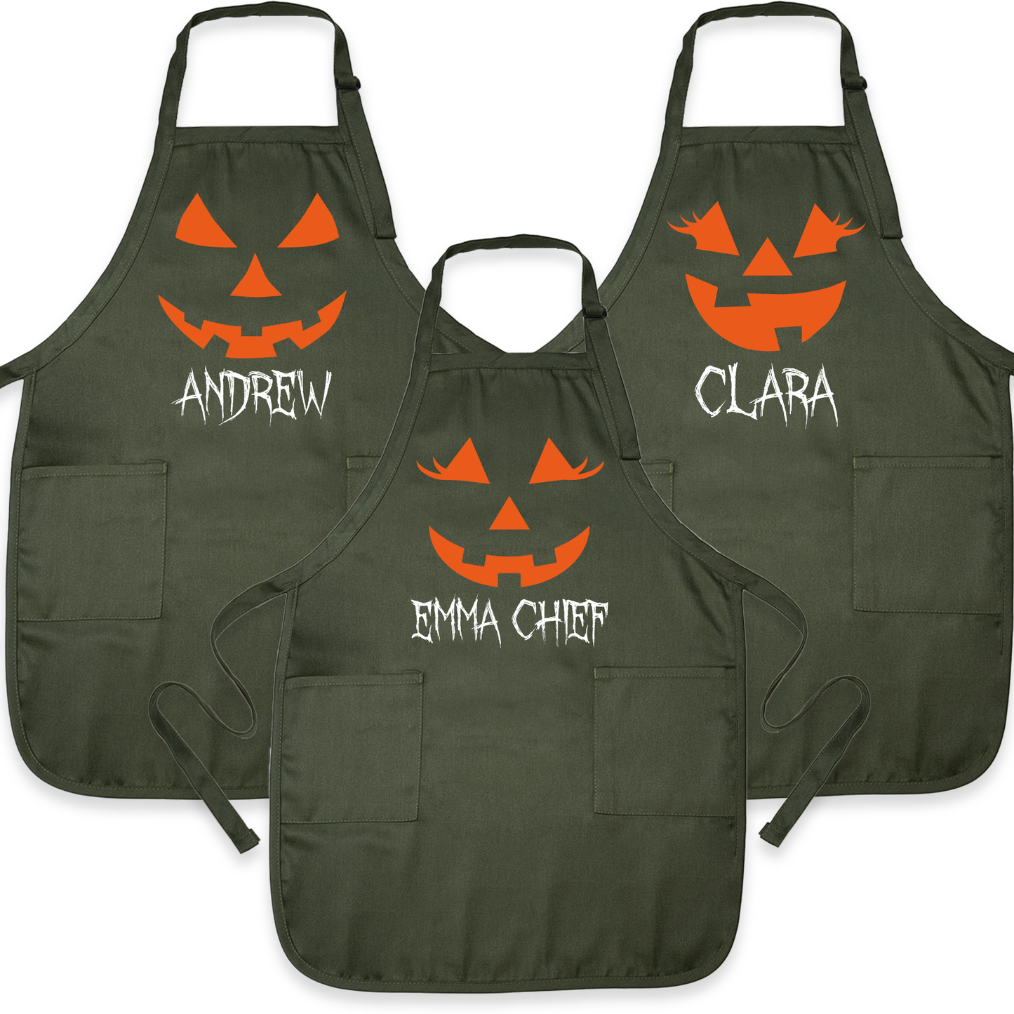 Custom Halloween Apron with Pumpkin Face – Personalized Kitchen Apron for Party & Baking