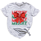 Merry Christmas Bow Shirt – Cute Coquette Holiday Tee for Women & Girls, Festive Family Xmas Top
