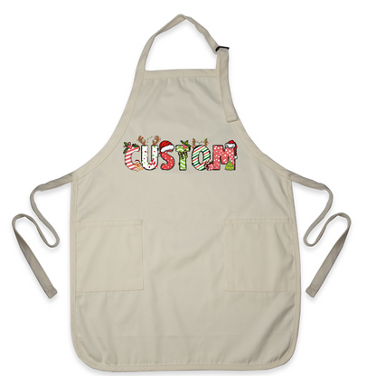 Custom Name Funny Christmas Apron – Personalized Family Kitchen Apron Gift