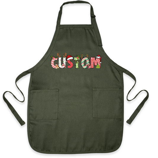 Custom Name Funny Christmas Apron – Personalized Family Kitchen Apron Gift